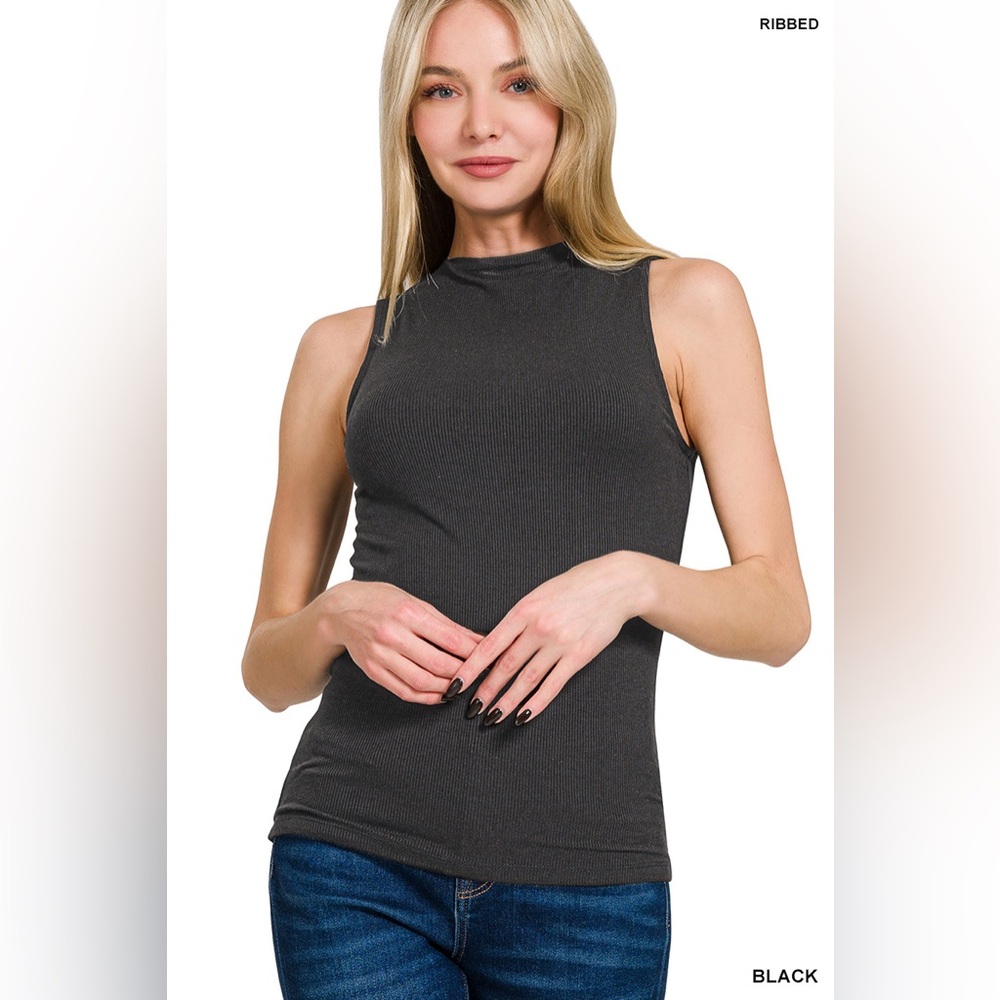 Zenana Outfitters Black Ribbed Tank Top - L - NWOT